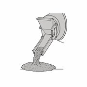 Line drawing of ready mix concrete pouring from a truck chute into a pile.
